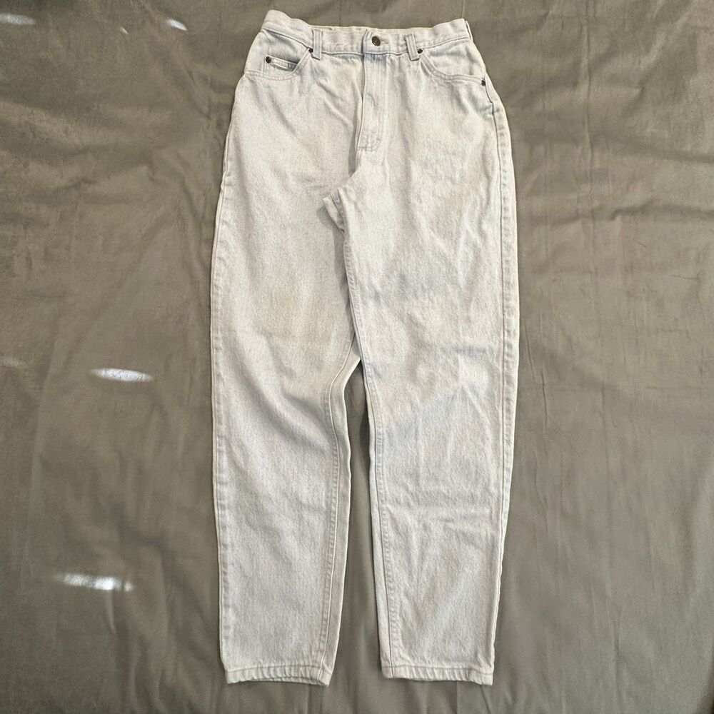 Vintage Lee Jeans Womens 14 Long Light Wash High Rise Tapered Leg Denim USA 90s